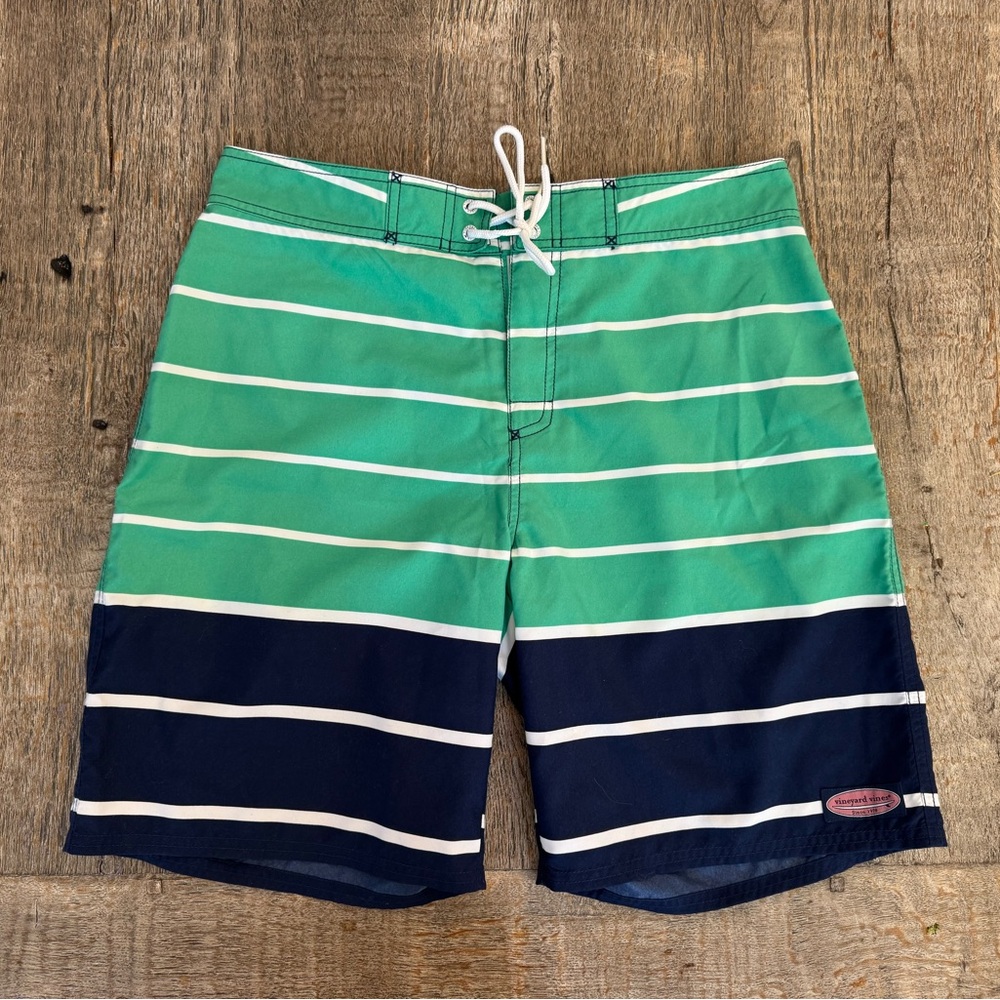 Vineyard Vines Men’s Blue and Green Swim Shorts -33
